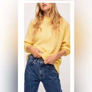 NEW Mango Mellow Yellow Wool blend Knit long sweater size large